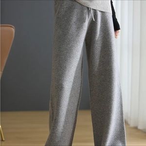 Grey cashmere wool wide-leg pants size S/M